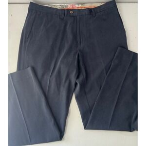Tommy Bahama Men Navy Blue 90% Silk Flat Front Dress Pants Trousers